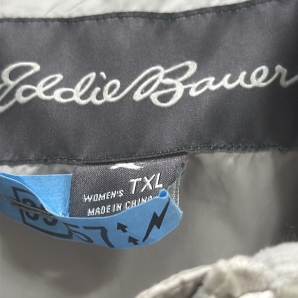 Eddie Bauer Women's Light Gray Quilted Puffer Jacket SZ XLT Tall Flaw plaid down - Picture 2 of 9